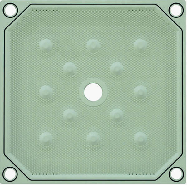 Membrane filter plate with gaskets at the four corners